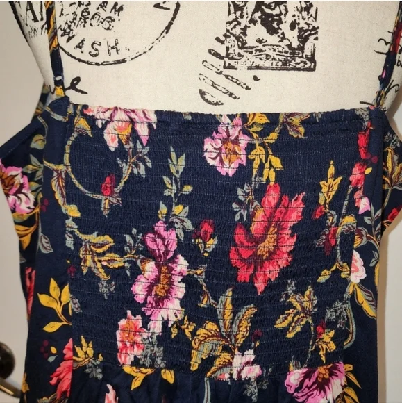 Old Navy Floral Maxi Dress - Navy and Pink, SIZE LARGE - Picture 3 of 5